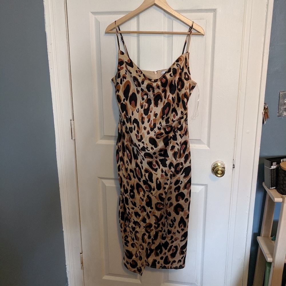Animal Print Cowl Neck Dress